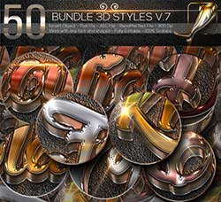 PS图层样式－50个极品3D文本效果：50 Bundle 3D Styles V.7